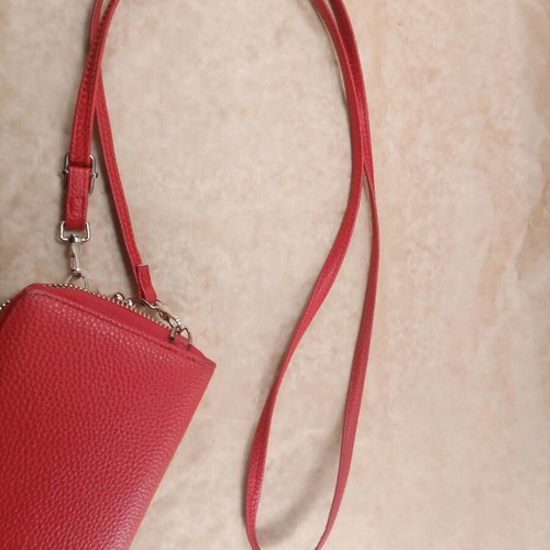Two-in-one bag wallet used red 18x10 cm with gold details