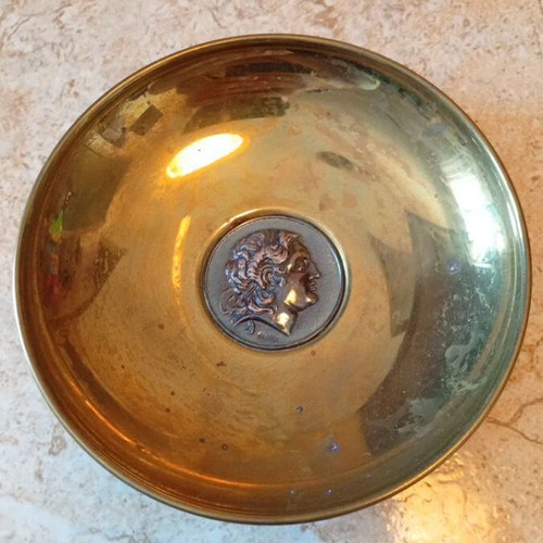 Brass Plate with 925 Silver Center Alexander the Great