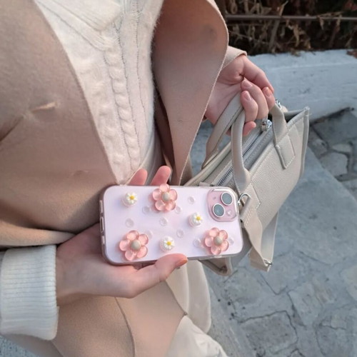 Handmade iPhone case with transparent surface and 6 charms new