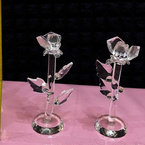 Decorative crystal flowers used, set of 2 pieces 15cm
