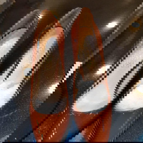 Γόβες λουστρίνι Μπουρναζός ταμπά καινούργιο, γνήσιο δέρμα, 8 πόντοι