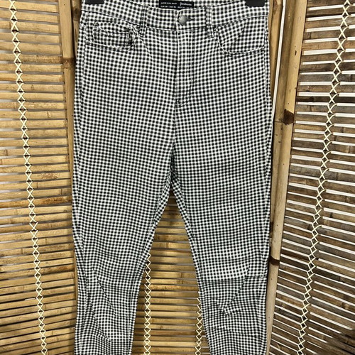 Stradivarius Black and White Checkered Super High Waist Jeans, Size 38