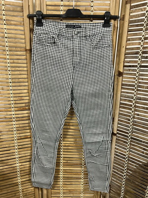 Stradivarius Black and White Checkered Super High Waist Jeans, Size 38