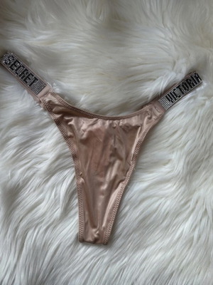 Victoria’s Secret thong new with rhinestones beige Very Sexy