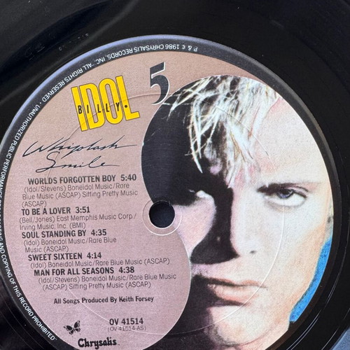 Billy Idol Whiplash Smile LP used, 1st US 1986 pop