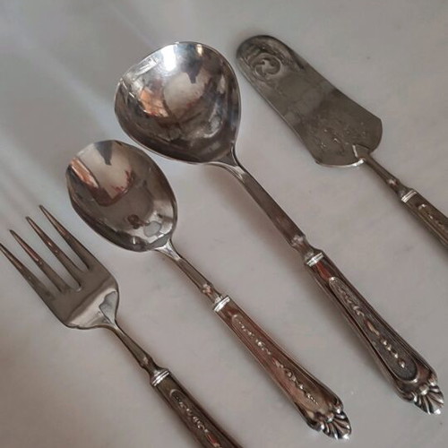 Vintage cutlery set used, silver-plated from the 1960s, 50 pieces