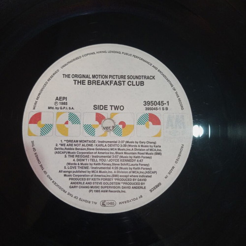 The Breakfast Club O.S.T. vinyl, rock