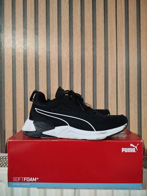 Αθλητικά Puma SoftFoam+ μεταχειρισμένα, μαύρα με λευκές λεπτομέρειες, μέγεθος 39