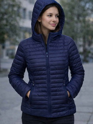 Women's jacket dark blue with detachable hood size 4XL