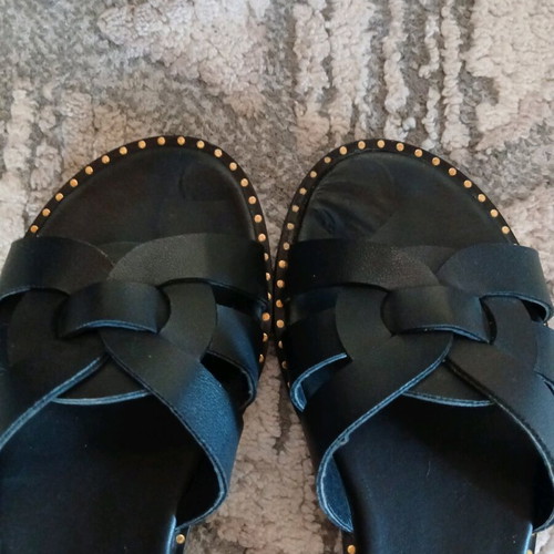 Tsakiris Mallas flat sandals used, size 38, black