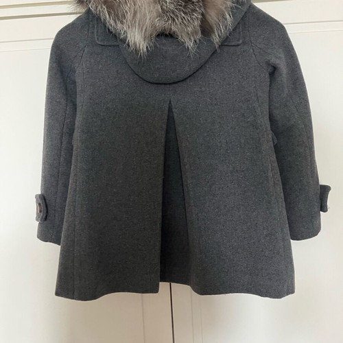 Zini coat for girls 7 years like new, wool with natural fur gray