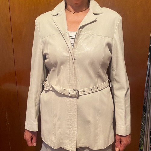 Newton leather jacket like new, white, size 44, spring-autumn