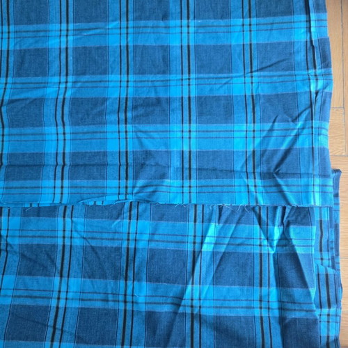 Checked fabric used, blue tones, 2.85x1.72 m