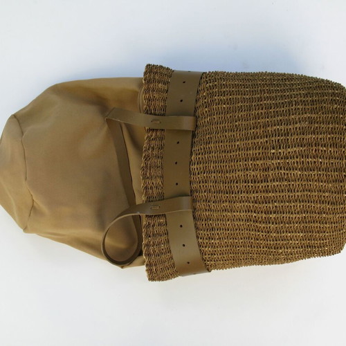 Balikbayan Handicrafts handmade woven shoulder bag with rattan and leather decorations new