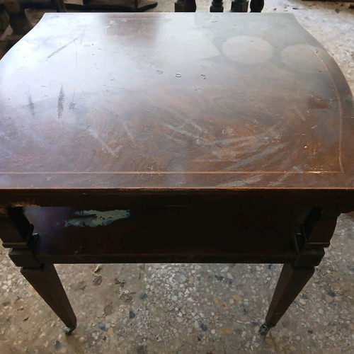 Vintage coffee table with wheels used and shelf