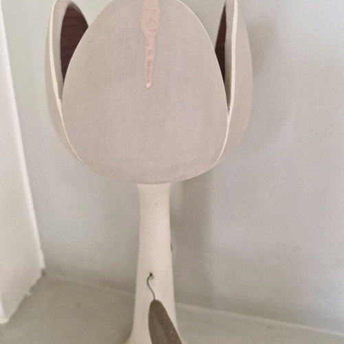 Handmade ceramic tulip decoration used