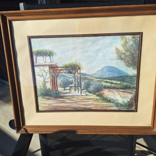Original handmade painting in frame, oil or pastel