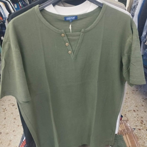 Men's Linen Short-Sleeve Shirt New, Olive Green, Sizes 3XL-6XL