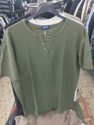 Men's Linen Short-Sleeve Shirt New, Olive Green, Sizes 3XL-6XL