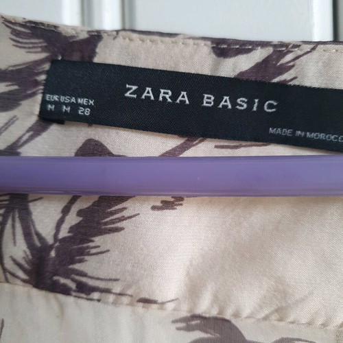 Zara all-silk blouse like new, printed beige brown