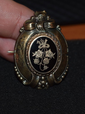 Vintage silver brooch used, partially gold plated