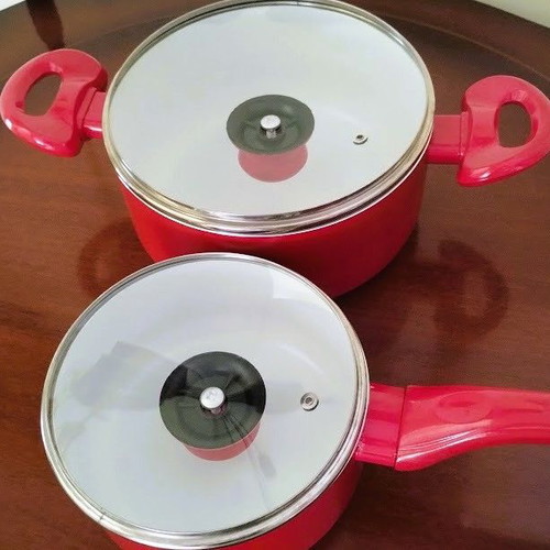 Kaiserhoff red cookware set 9 pieces, new ceramic coating