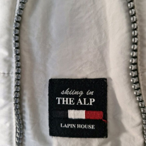 Lapin jacket for boy size 6 like new, hooded, white and blue