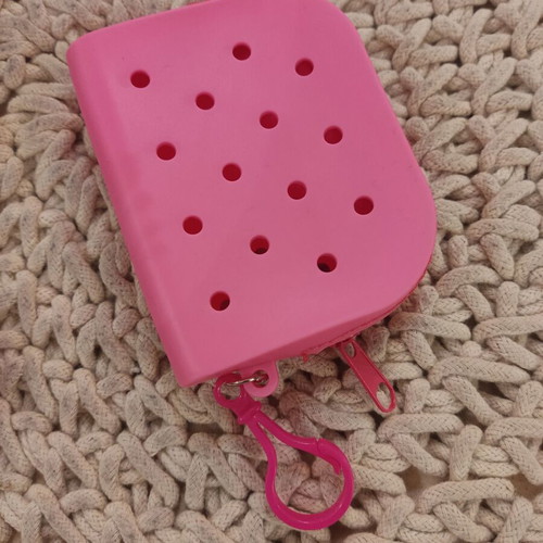 Silicone wallet new fuchsia with charms and keychain