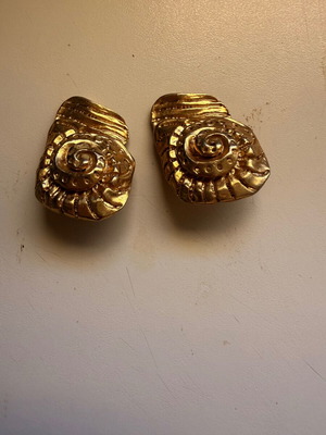 Handmade clip-on earrings, gold tone