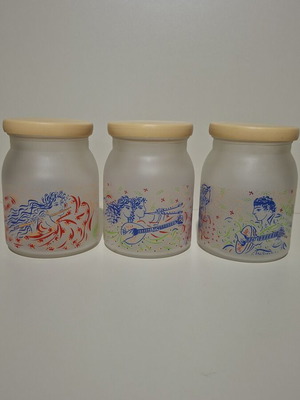 Collectible Storage Jars with Stathopoulos Designs like new, set of 3