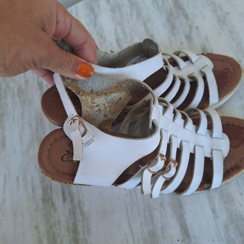 Platform sandals Fashion Icon used, white straps, cork sole, size 41