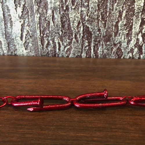 Metallic Red Steel Statement Bracelet
