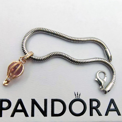 Pandora Dangle Charm Pink Hot Air Balloon with 14K Rose Gold Plating