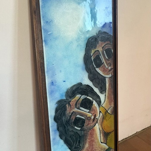 Painting on glass by Nikos Zarras like new, handmade