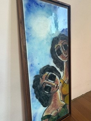 Painting on glass by Nikos Zarras like new, handmade