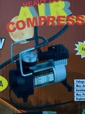Compact air compressor 12V new for car tires, boats, bikes