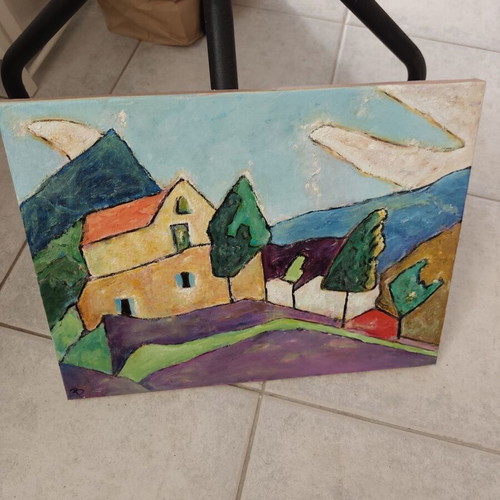 Yellow House on the Mountain oil painting new, signed
