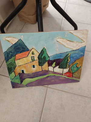 Yellow House on the Mountain oil painting new, signed