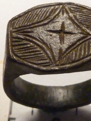 Antique Revival Bronze Massive Ring with Cross used