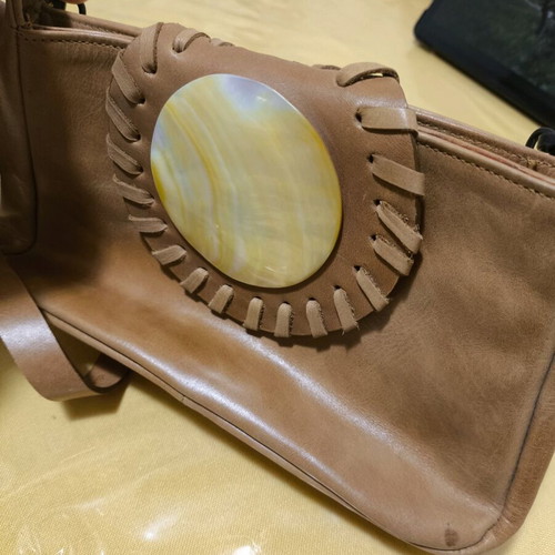Lois Caron leather shoulder bag like new brown