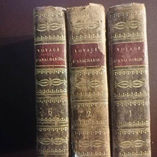 Voyage Du Jeune Anacharsis En Grece 3 volumes used with wear, 1820 edition