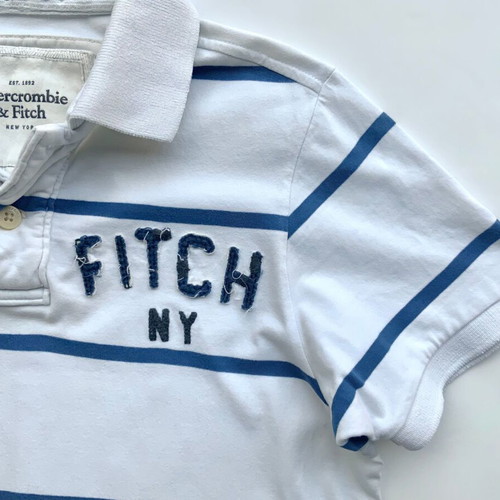 Set of 2 used Abercrombie & Fitch men's short-sleeve Polo Rugby shirts size S striped