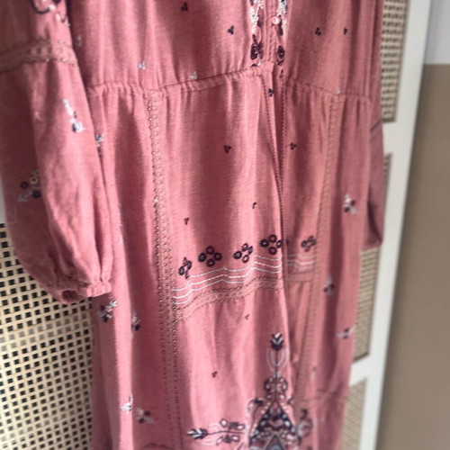 Zara long pink embroidered dress new