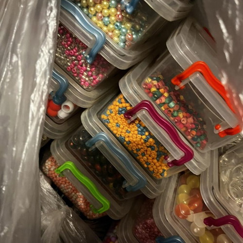 Large collection of craft beads, 40 boxes