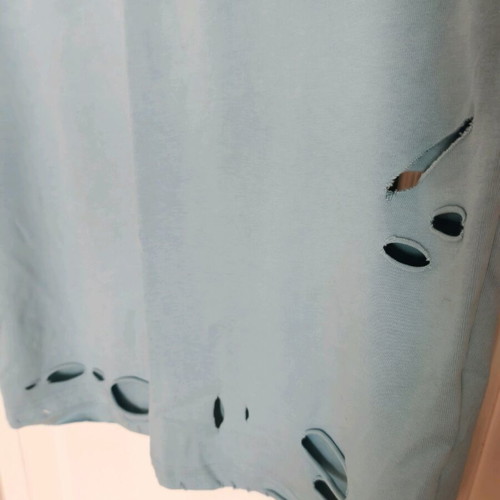 Balenciaga Men's Destroyed Oversized T-Shirt like new, turquoise, size L