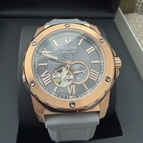 Bulova Marine Star Automatic watch 98A228, new, grey and rose gold-tone