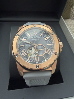 Bulova Marine Star Automatic watch 98A228, new, grey and rose gold-tone