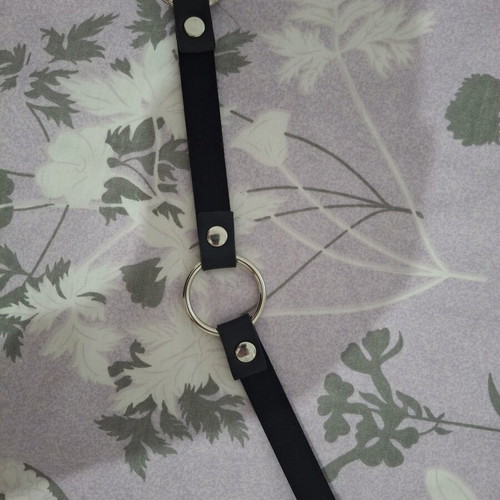 Belt with rings, black, adjustable