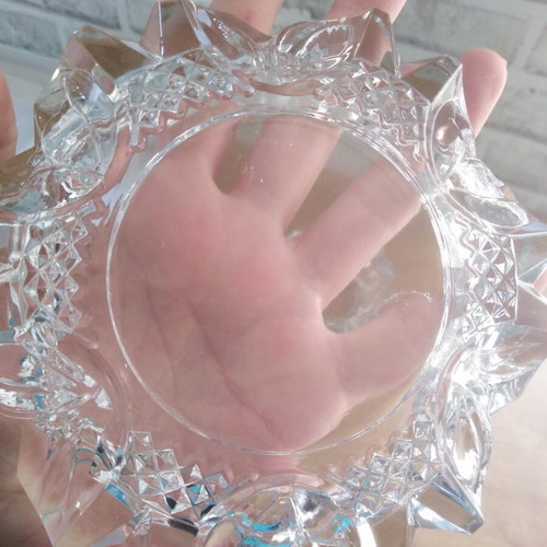 Vintage glass ashtray set of 2 with floral design