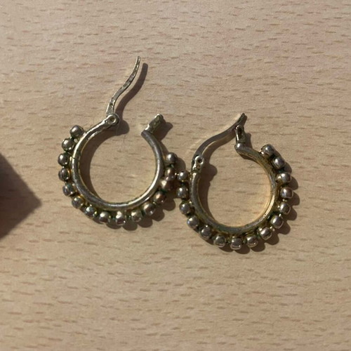 Vesto Pazzo handmade silver-plated hoop earrings used, hypoallergenic